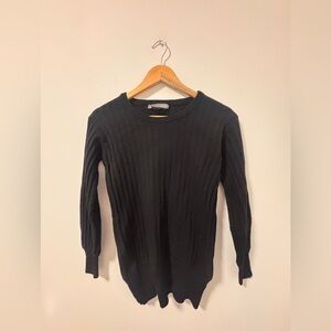 Rebecca Moses Black Ribbed Lambswool Turtleneck Sweater